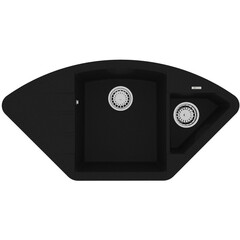 Lemark 9910043 Кухонная мойка Lemark IRKANA 980 врезная угловая с доп. чашей и крылом из кварцгранита цвет: Антрацит фото