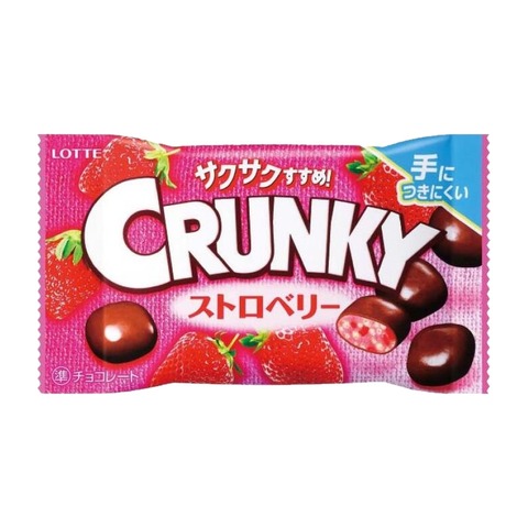 Шоколадное драже Lotte Crunky Strawberry с клубничной начинкой, 32 г (Япония) СКИДКА