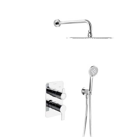 Ramon Soler 941502RM250 Смеситель для душа встроенный с ручным и тропическим душем из нерж стали 250 мм Хром