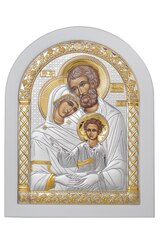 Икона Святого Семейства (175х225 мм, Оклад из белого дерева (бук/граб)) — арочная греческая, шелкография на сусальном золоте