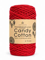 Плетёный шнур Candy cotton 3 мм, без сердечника, 300 гр, 90% х/б, 10% п/э, 120 м, красный