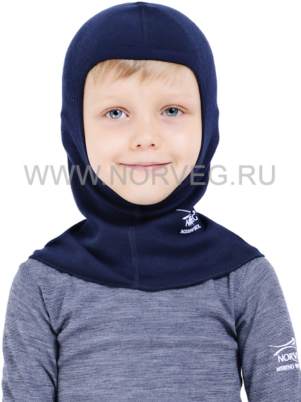 NORVEG SOFT детская шлем-маска с шерстью мериносов синяя