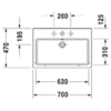 Duravit Vero 454700044 Раковина для мебели, без перелива, с 3 отврстиями под смес., 700x470мм, цвет: Белый