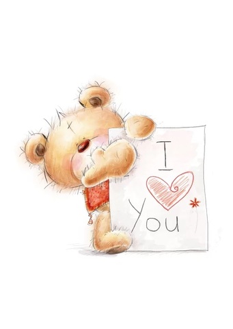 Мини-открытка, I love you, Плюшевый мишка, 5*7 см, 10 шт.