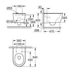 Унитаз подвесной GROHE Essence ceramic, альпин-белый 3957100H