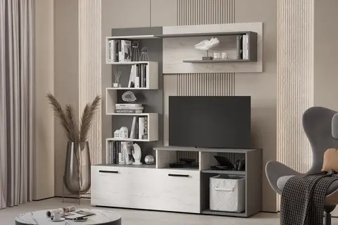 Гостиная Евро графит / дуб крафт белый