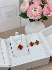 Серьги VCA клевер качество white VGOLD