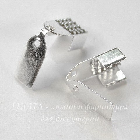 Концевик обжимной для шнура 5 мм, 11х6 мм (цвет - серебро) , 10 штук