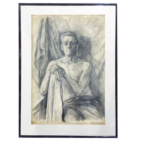 Динес Ю. С. Портрет натурщика Лобзенко. Бумага, карандаш. 1948