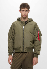 Куртка утепленная мужская ALPHA INDUSTRIES MA-1 HOODED RELAXED FIT FLIGHT JACKET (OXFORD LOGO)