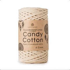 Плетёный шнур Candy cotton 3 мм, без сердечника, 300 гр, 90% х/б, 10% п/э, 120 м, св.бежевый