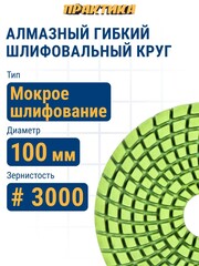 Круг алмазный гибкий шлифовальный ПРАКТИКА 100 мм для мокрого шлифования, P3000 (925-518)