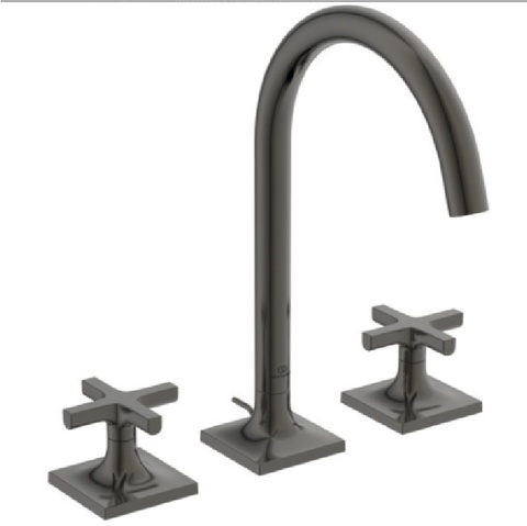Ideal Standard Joy Neo BD143A5 Двурукоятковый смеситель для раковины под 3 отверстия, с донным клапаном, 5 л/мин Magnetic Grey / Магнит