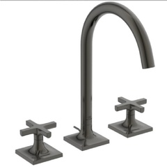 Ideal Standard Joy Neo BD143A5 Двурукоятковый смеситель для раковины под 3 отверстия, с донным клапаном, 5 л/мин Magnetic Grey / Магнит фото