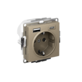 Розетка 16А c 2 USB A+C, 5В/2,4А/3,0А, 2х5В/1,5А - AtlasDesign - шампань — фото 1