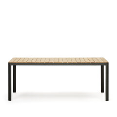 Bona Уличный стол из алюминия в черной отделке и тикового дерева 200 x 100 см