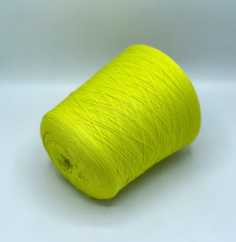 Бобинная пряжа, Cotton combed, 1693м. 100%Хлопок, Яркий,желто-зеленый(963), 39239