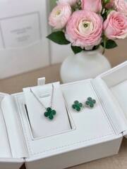 Серьги VCA клевер качество white VGOLD