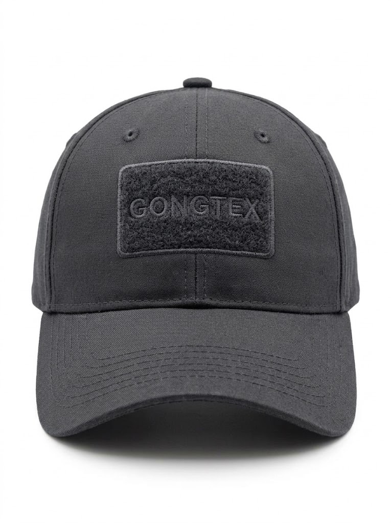 Тактическая кепка GONGTEX Rip-Stop с велкро-панелью — Черный / Графит
