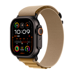 Умные часы Apple Watch Ultra 2 (2024) GPS + Cellular, 49mm, Black Titanium Case with Tan Alpine Loop M, (Песочный)