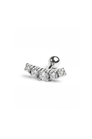 Серебряная серьга с фианитами (пирсинг)