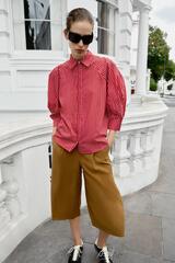 ZARA РУБАШКА В ПОЛОСКУ С ОБЪЕМНЫМИ РУКАВАМИ, КРАСНЫЙ/БЕЛЫЙ