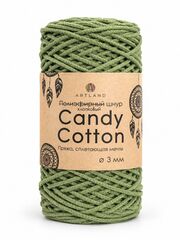 Плетёный шнур Candy cotton 3 мм, без сердечника, 300 гр, 90% х/б, 10% п/э, 120 м, трава