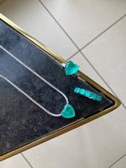 89038- Колье-дорожка Heart из серебра с цирконами и с подвеской сердце -параиба
