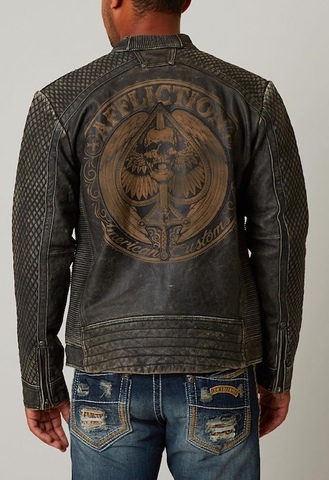 Afflction | Куртка кожаная мужская Onyx Blade 110OW267 перед