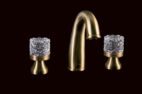 Boheme Crystal 317-CRST Смеситель для раковины на 3 отверстия, цвет: бронза