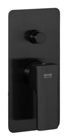 Remer Absolute AU09KBCFP Смеситель для ванны/душа на 2 потока скрытый монтаж (заказывать совместно с rrbox), цвет: черный хром брашированный