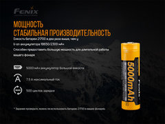 Аккумулятор 21700 Li-iON Fenix 3.6V, 5000mAh