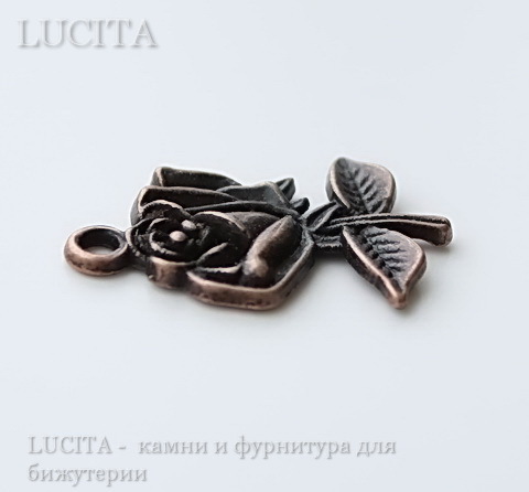 Подвеска "Роза" (цвет - античная медь) 26х18 мм ()