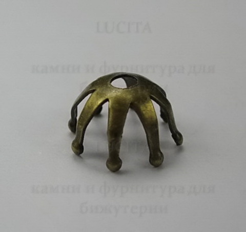Винтажный декоративный элемент - шапочка 12х7 мм (оксид латуни)