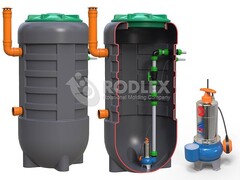 Комплектная КНС RODLEX PUMPS™  на базе насосов Pedrollo (Италия) диаметром 1000 мм с одним насосом
 Родлекс Vxm 10/35 - арт.552071