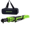 Гайковерт-трещотка Greenworks GD24RW, 24V, бесщеточная, 1/2", 80Нм, редуктор 70 мм, без АКБ и ЗУ с сумкой, арт. 3804007 — фото 2