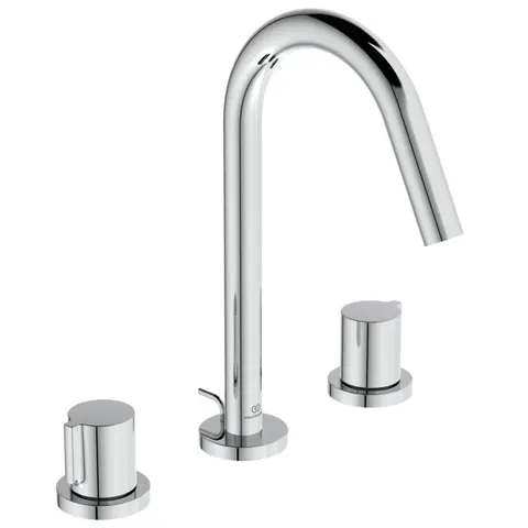 Ideal Standard BC783AA Двурукоятковый смеситель для раковины под 3 отверстия, с донным клапаном, 5 л/мин Цветное покрытие - технология PVD