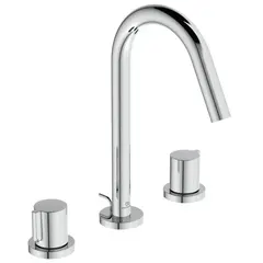 Ideal Standard BC783AA Двурукоятковый смеситель для раковины под 3 отверстия, с донным клапаном, 5 л/мин Цветное покрытие - технология PVD фото