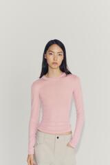 ZARA ПОЛУПРОЗРАЧНЫЙ ТРИКОТАЖНЫЙ ТОП, РОЗОВЫЙ