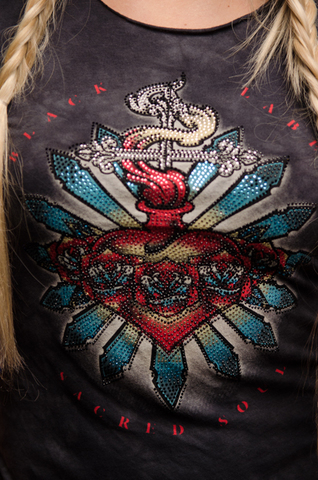 Affliction | Футболка женская HEARTS AFIRE AW20419 принт спереди