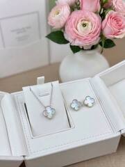 Серьги VCA клевер с перламутром качество white VGOLD
