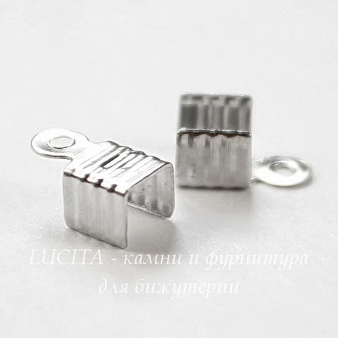 Концевик обжимной для шнура 3,5 мм, 8х4,5 мм (цвет - платина), 20 штук
