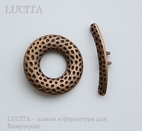 Замок - тоггл из 2х частей (цвет - античная медь) 25 мм, 31х4 мм
