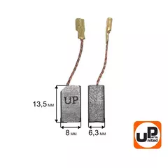 Щетка графитовая UNITED PARTS для DeWALT (аналог N489912/1003859-00) 6,3х8х13,5мм АВТОСТОП (90-1279)