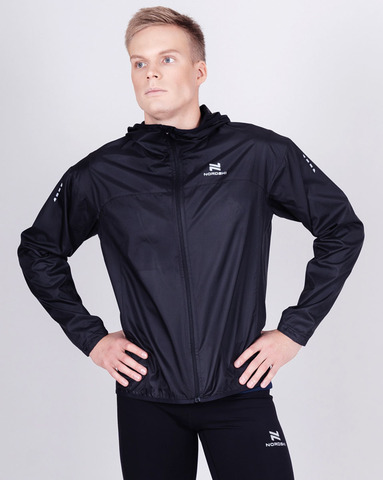 Элитная беговая ветровка с капюшоном Nordski Pro Light Black мужская