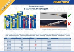 Бита отверточная ПРАКТИКА Эксперт PH-2/PZ-2 х 65 с магнитным кольцом (915-656)