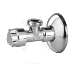 Кран латунный бытовой угловой G1/2"х3/4" Ру10 НР с отражателем Icma 90519AE07