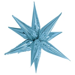 Шар Аг 26''/66 см, Звезда, составная 12 лучиков, Голубой, 1 шт.