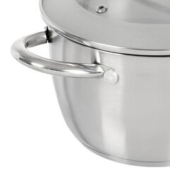 Кастрюля нерж, 4 л, с крыш, крышка стекло, Daniks, Перл, GS-01205-20, индукц
