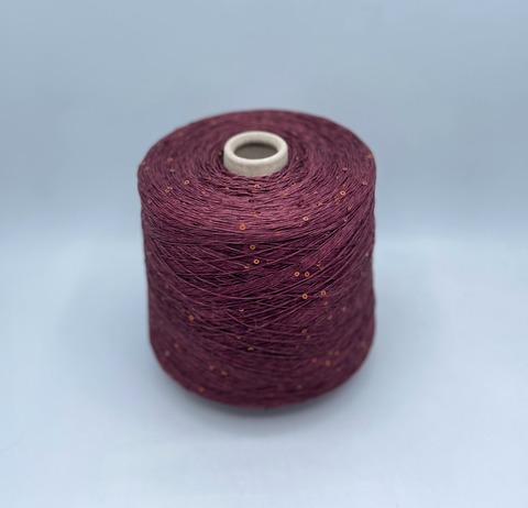 G&G Filati  (пр.Италия),art-Bellino, 370м/100гр, 100%Лен+пайетка(терракот) , цвет-Винный, арт-34045